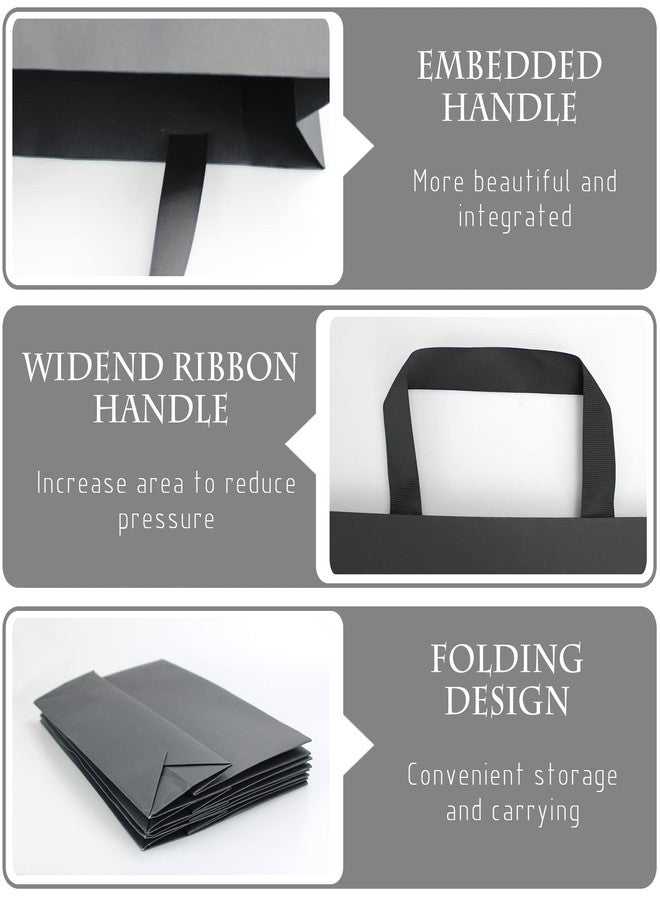 Xloey Black Gift Bags with Handles,6 Pcs 12.6"x4"x8.7" Black Gift Bag,Paper Shopping Bags with Ribbon Handles,for Merchandise Business,Retail,Valentine's Day, Birthday,Wedding,Christmas,Party - Image 5